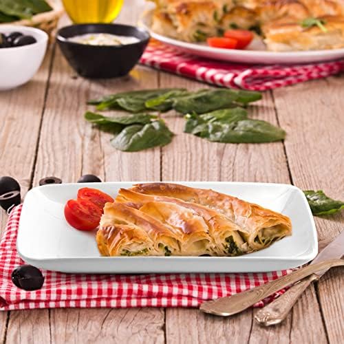 Foraineam Rectangular Salad Plates, 10 Inch White Porcelain Dessert