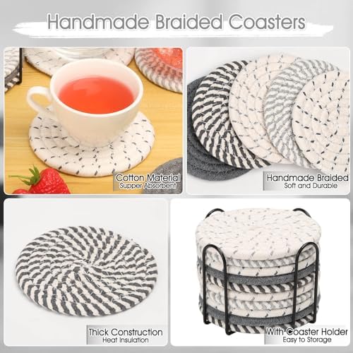 Billbotk 10 Pieces Coasters for Drinks, Absorbent Drink Coasters with