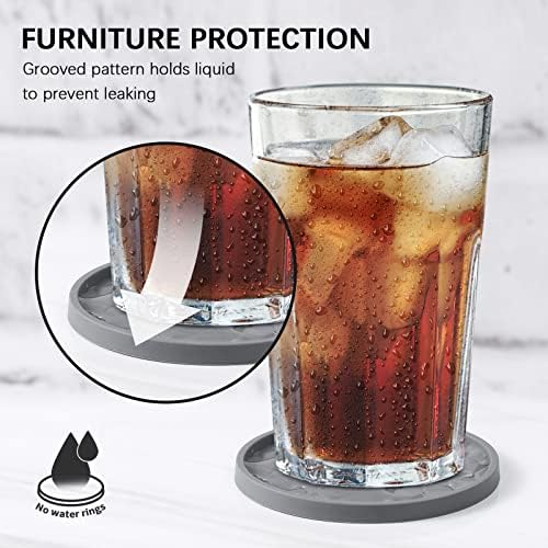 ME.FAN Silicone Coasters with Holder,[6 Pack] Drinking Coasters - Cup