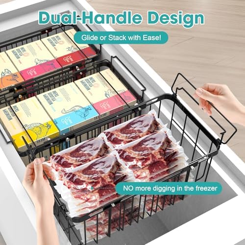 Freezer Organizer Bins, 2 Pack Expandable Stackable Hangable Chest