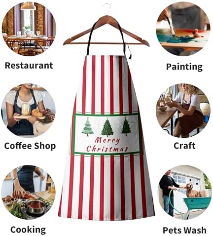 Xmas Aprons for Adults Xmas Tree Cooking Apron with Adjustable Neck