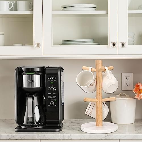 Mug Holder Marble Base with 6 Hooks Coffee Cup Rack Organizer for