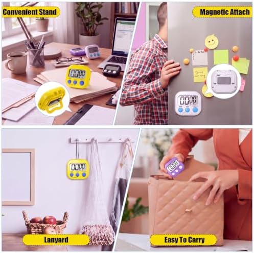Macarrie 48 Pcs Digital Kitchen Timer Bulk Small Magnetic Backing