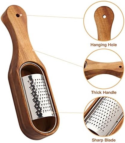 Cheese Grater With Container - Stainless Steel Cheese Grater With Wood