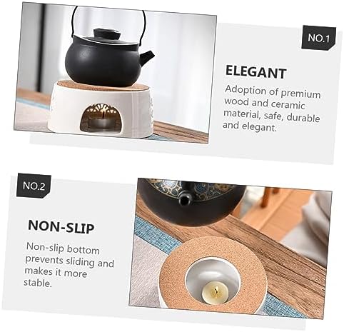 Ceramic Teapot Warmer with Wood Base, Heating and Heat Preservation
