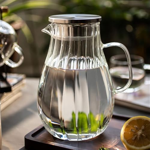 Drinking 1700ML Glass Water Pitcher Cold Kettle with Lid