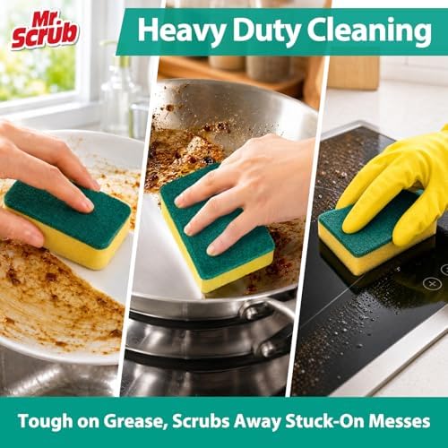 Mr. Scrub Sponges Kitchen Scrub Dish Sponge, 12 Pack