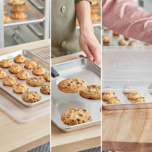 Pack of 2,Half Size Sheet Pan with Cover Set, 13 x 18 Inch Aluminum