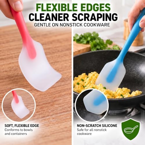 HiramWare Silicone Spatula Set of 4, Heat Resistant, Food Grade
