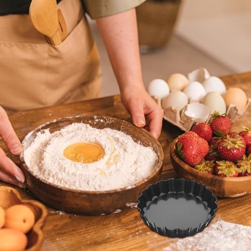 PRETYZOOM Mini Tart Pans with Removable Bottom 3.85 Inch Carbon Steel