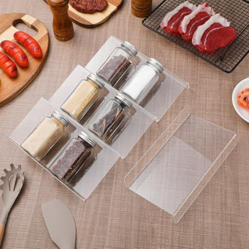 Cabilock 4 pack Acrylic Spice Drawer Organizer Expandable Seasoning