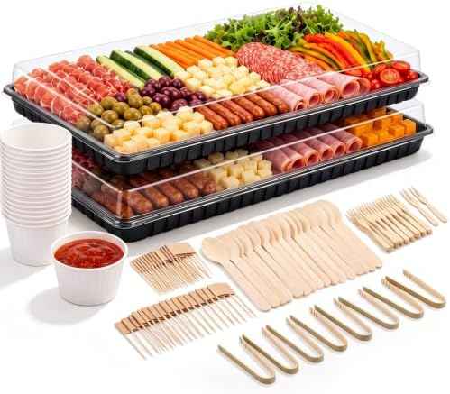 Shellwei 2 Set 18 x 12 Inch Charcuterie Board with Lid & Accessories