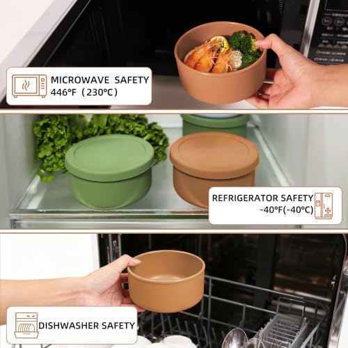 24 fl oz Silicone Airtight Lunch Bowl with Lid, Food Container