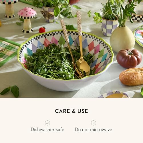 MACKENZIE-CHILDS Bistro Salad Serving Set, Brown-and-White Mocha Check