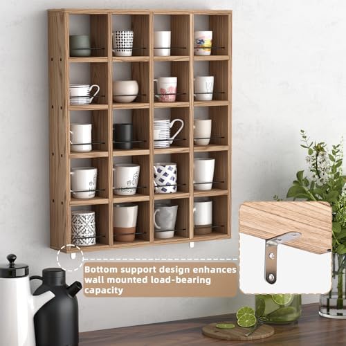 Wooden Coffee Mug Display Rack, Wall Mounted Coffee Cup Holder