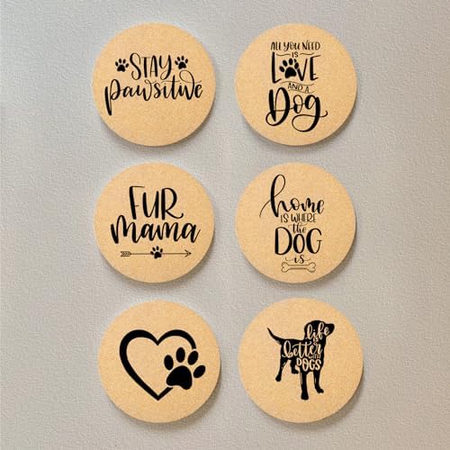 Coasters for Drinks with Set of 6, Cute Dog Coaster for New Home