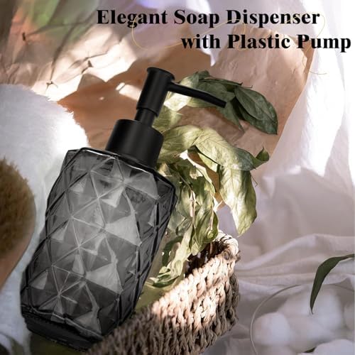 11oz Glass Soap Dispenser with Plastic Pump, Black Bathroom Soap