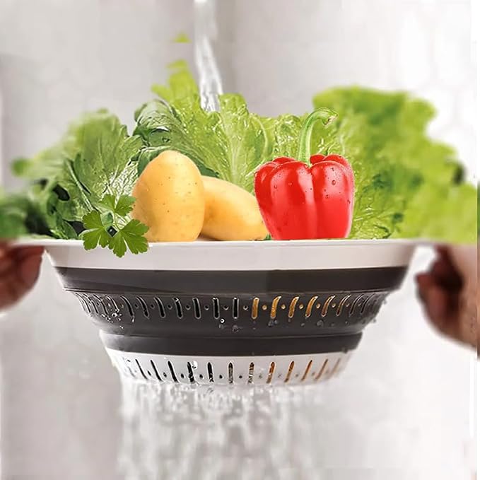 Collapsible Colander Set, Square Round Triangles Silicone Kitchen Strainer - Image 3
