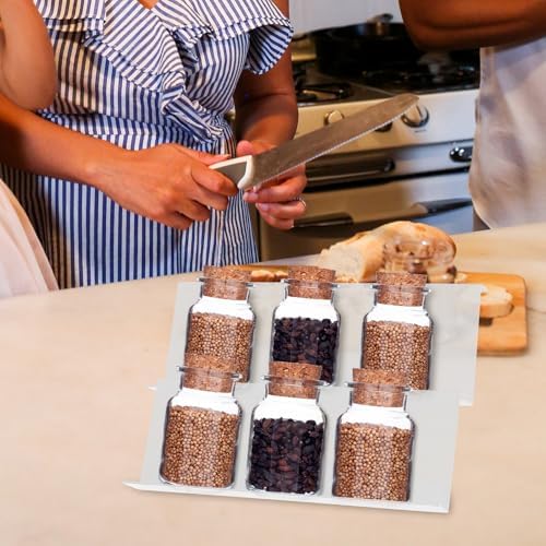 3pcs Stackable Plastic Spice Organizer Rack with Ladder Design