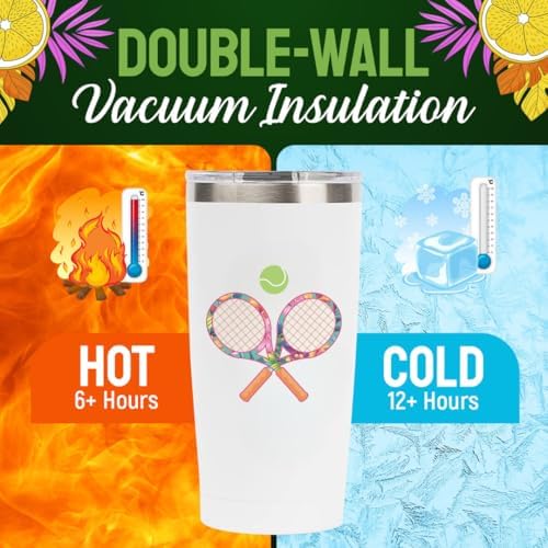 Tennis Gifts for Women - Insulated 20 oz Wine, Coffee Drink Tumbler