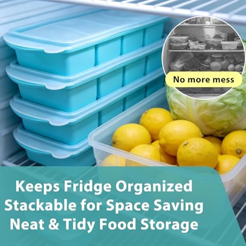 Silicone Freezer Trays with Lid for Food- 4 Large 1-Cup (250ml)