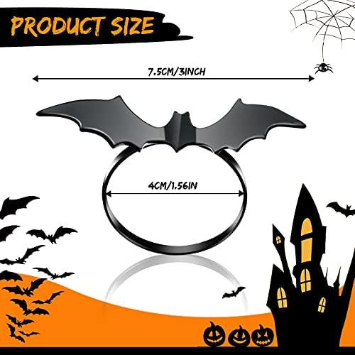 CHENGU 12 Pcs Halloween Bat Napkin Rings, Black Metal Alloy Napkin