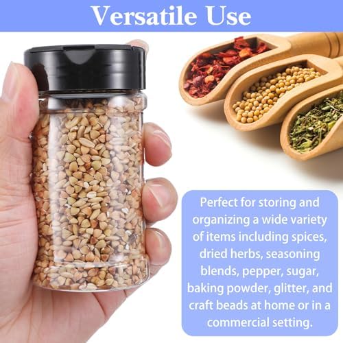 48 Pack 6 Oz Plastic Spice Jars with Shaker Lids, Clear Empty