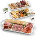 Dizada Serving Tray with Handles 16"x9.5" - White Porcelain Platters