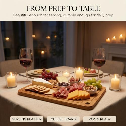 Deep-Carbonized Wood Cutting Board Set, HKKZYT 3 Pack Bamboo Chopping