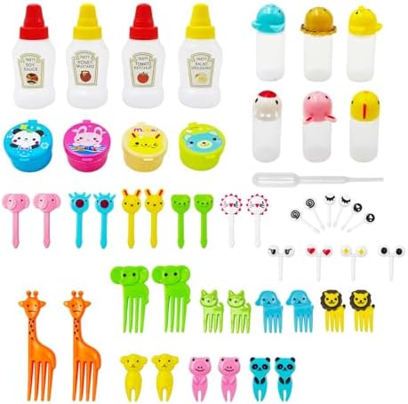 55-Pack Bento Box Accessories & Mini Condiment Bottles Set