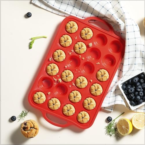 2 Packs 24 Cups Silicone Muffin Pan with Metal Reinforced Frame Mini