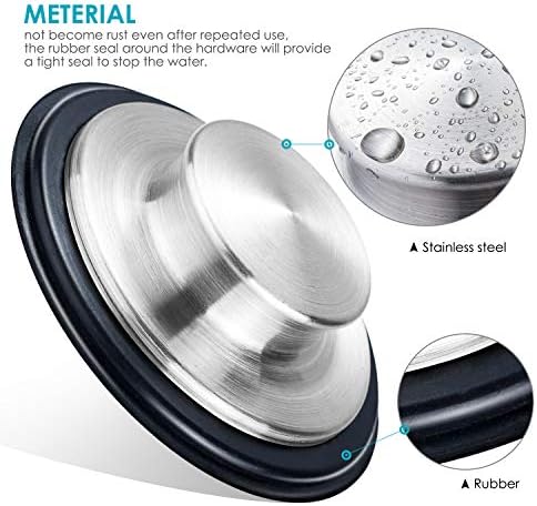 2PCS Kitchen Sink Stopper - Stainless Steel, Large Wide Rim 3.35"