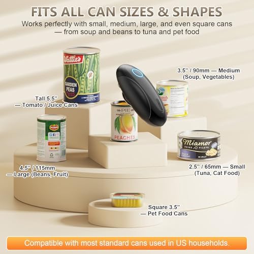 Electric Can Opener, Fast One-Touch Automatic Rechargeable Can Opener
