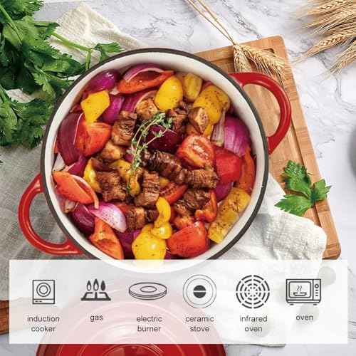 DVK Enameled Cast Iron Cookware Set 7 Piece Dutch Ovens Non-Stick