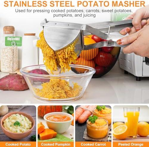 MyLifeUNIT Potato Ricer, Stainless Steel Potato Masher & Squeezer