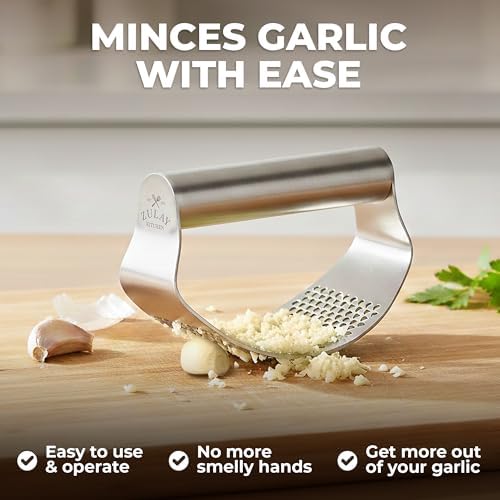 Zulay Kitchen Garlic Press Rocker Set, Stainless Steel