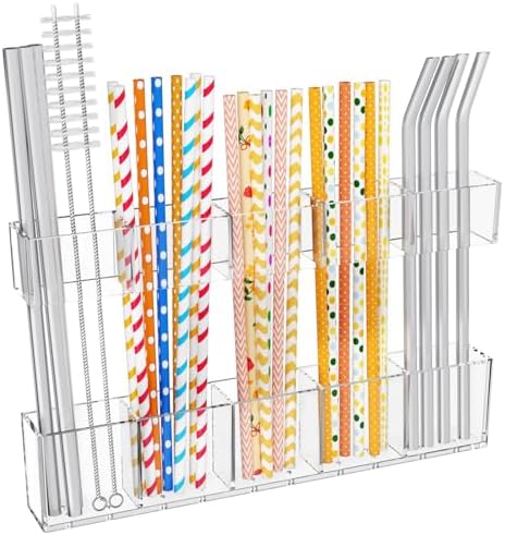 Mpotmiy 9.5" Acrylic Straw Holder Organizer