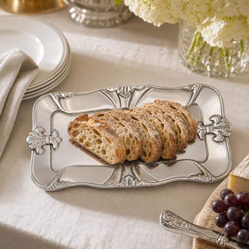 Arthur Court Fleur-De-Lis Bread Tray - Sand Casted Aluminum Serveware