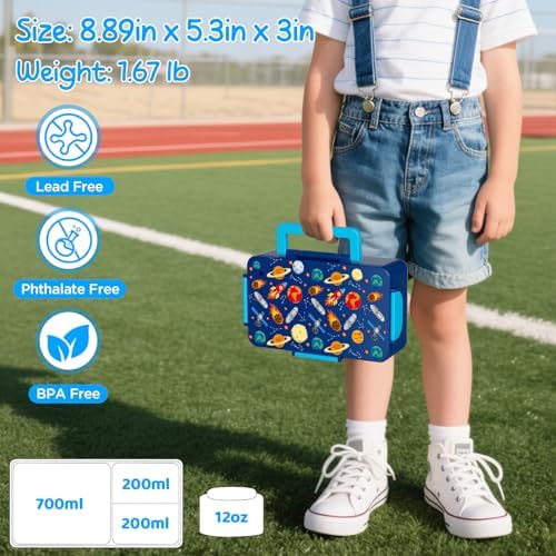 Bento Lunch Box for Kids–3 Compartment Leak Proof Insulated Lunch