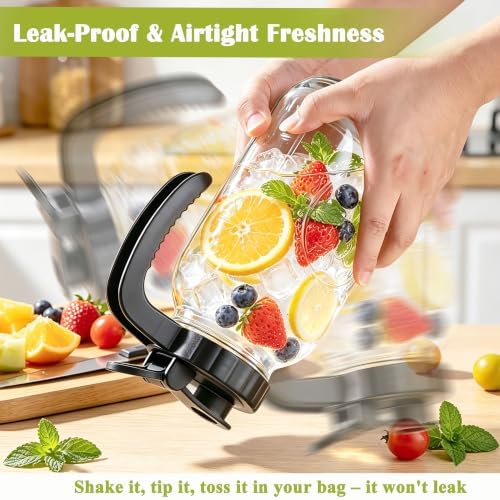 Glass Pitcher with Lid 64OZ Mason Jar Pitcher with Ergonomic Handle