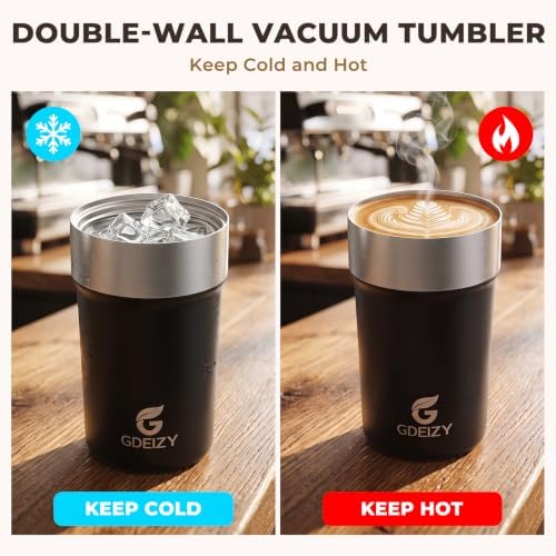 Insulated Travel Coffee Mug, 17oz Stainless Steel Leakproof Flip Straw