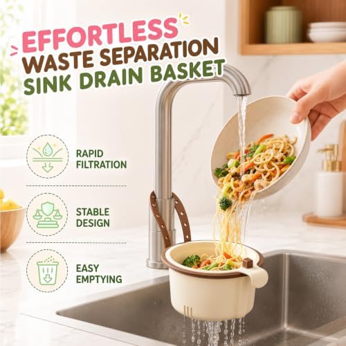 2Pcs Cactus Hanging Sink Strainer Baskets, Green + Brown