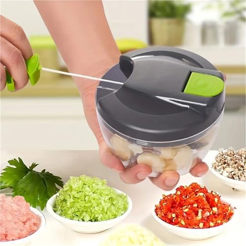 Manual Garlic Chopper - Hand Pull String Vegetable Cutter For Onions