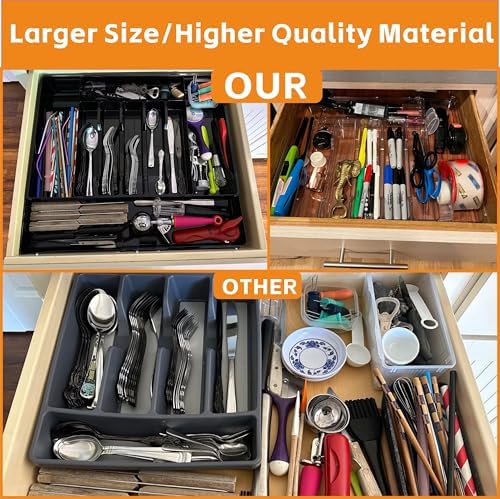 Yieach Clear Expandable Silverware Organizer, 11'' to 22''