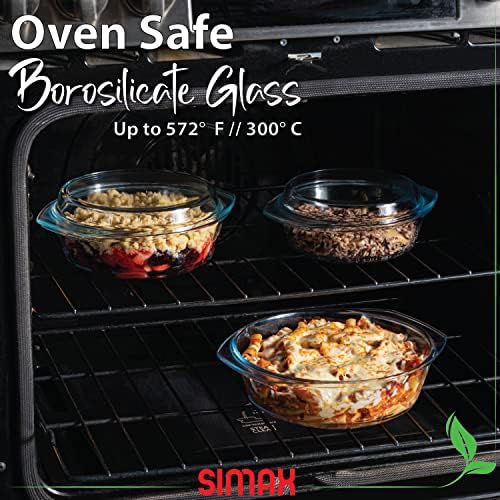 Simax Borosilicate Glass Casserole Dish Set with Lid, 3-Piece
