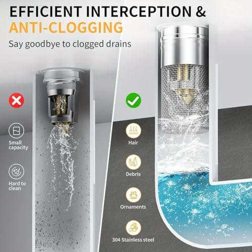 EcoFlow Pop-Up Sink Stopper & Hair Catcher – Stainless Steel Drain