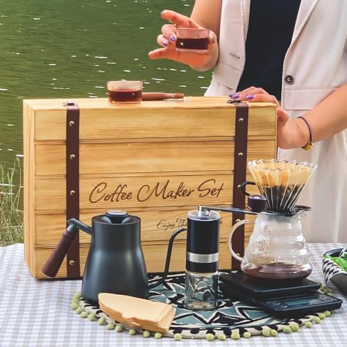 SOTECH Pour Over Coffee Maker Set, 2 Cup, Wooden Suitcase