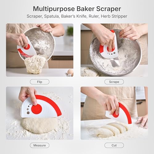 NexTrend red 5-in-1 flexible dough and bowl scraper with