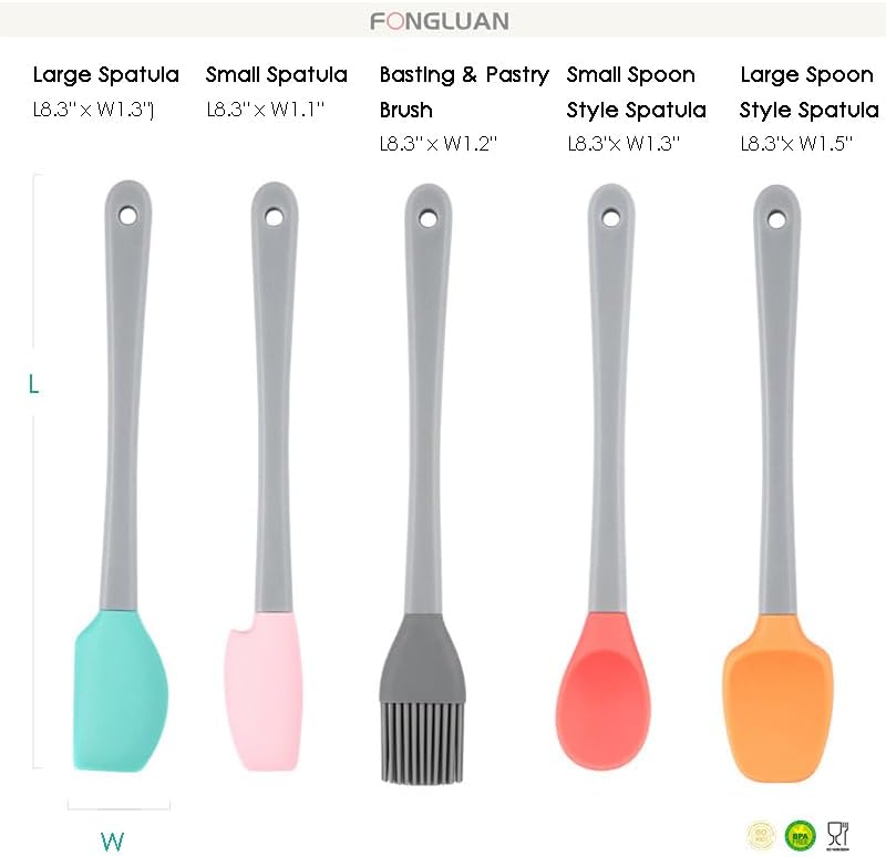 Mini Silicone Spatula Set of 5 - Heat Resistant & Nonstick Rubber