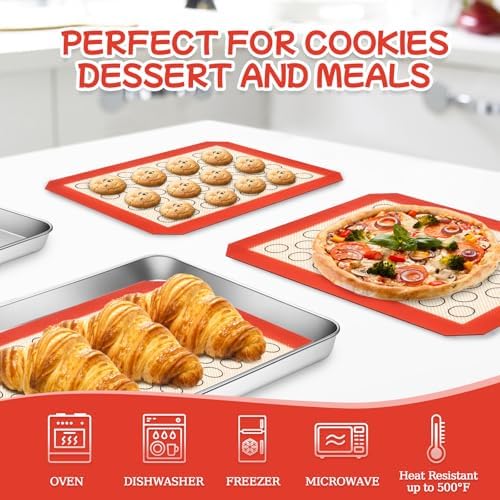 Baking Sheet with Silicone Baking Mat Set, 3 Pans + 3 Mats